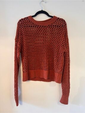 Old Navy Open-Knit Crewneck Sweater - Rust Orange